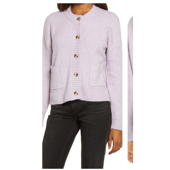 Madewell Colburne Cropped Cardigan Sweater Heather Orchid S - Picture 1 of 8
